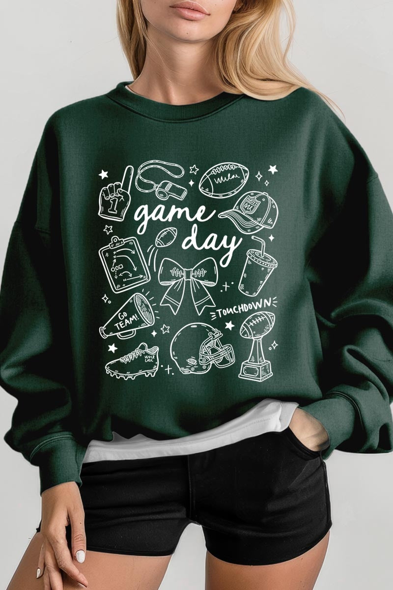 UL180P-E3081 Football Doodles Graphic Plus Sweatshirt $25