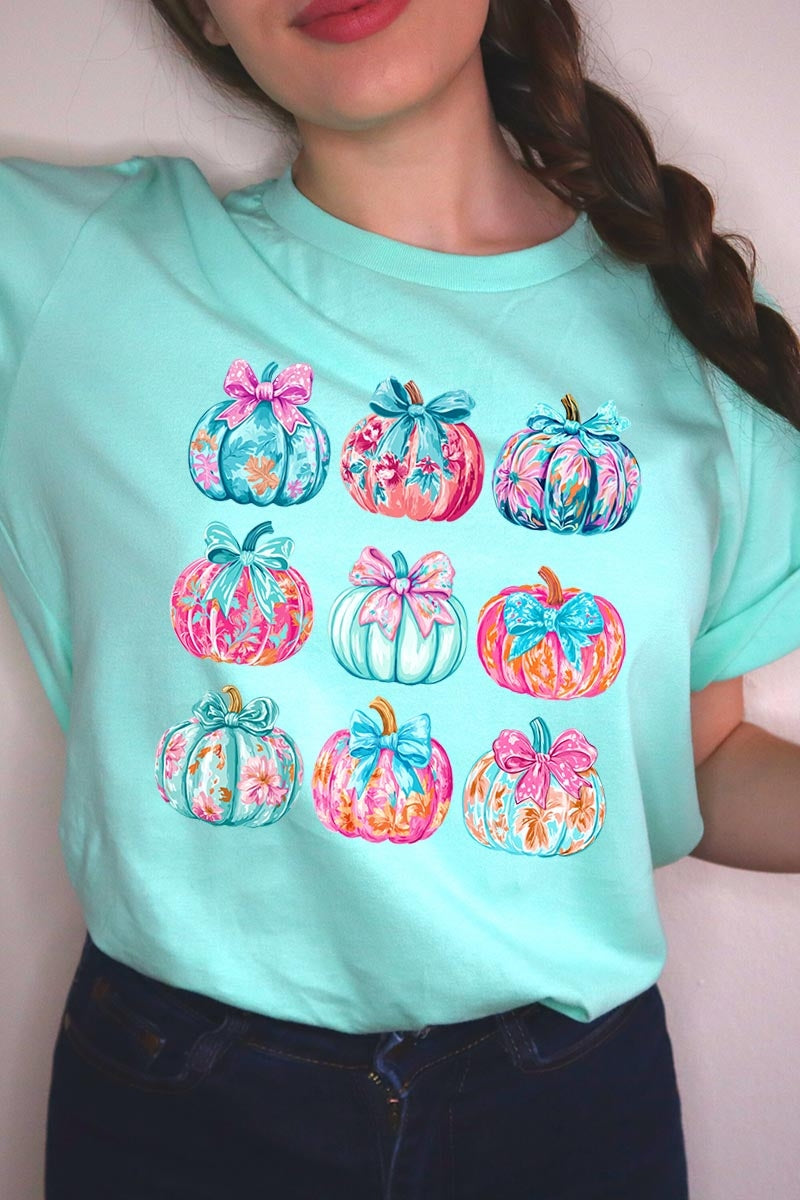 US3001P-E3137 Coquette Pumpkin Graphic Plus Tee $16
