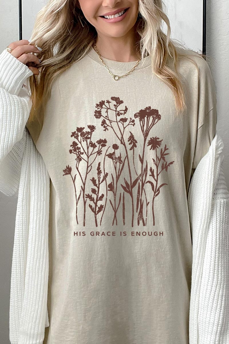 5000-E3146 Christian Wildflower Graphic Heavy Cotton Tee $9