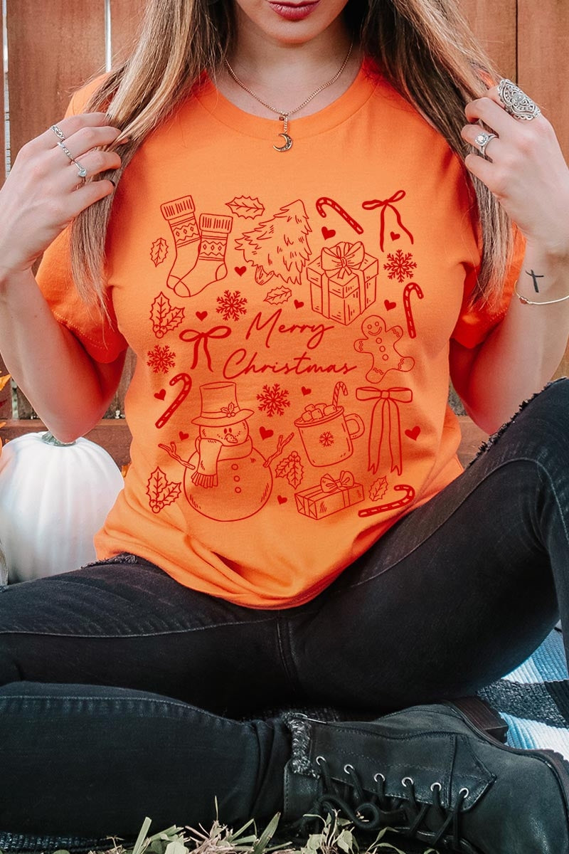US3001-E3181 Christmas Doodle Graphic Tee $12.5