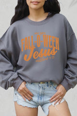 UL180P-E3143 Are You Fall O Ween Jesus Graphic Plus Sweatshirt $25