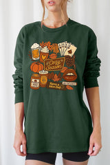 UL240-E3119 Retro Fall Collage Graphic Long Sleeve Tee $13.75
