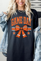 5000P-E3064 Orange Football Bow Graphic Plus Heavy Cotton Tee $12.75