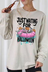 UL240-E3138 Just Waiting For Halloween Graphic Long Sleeve Tee $13.75