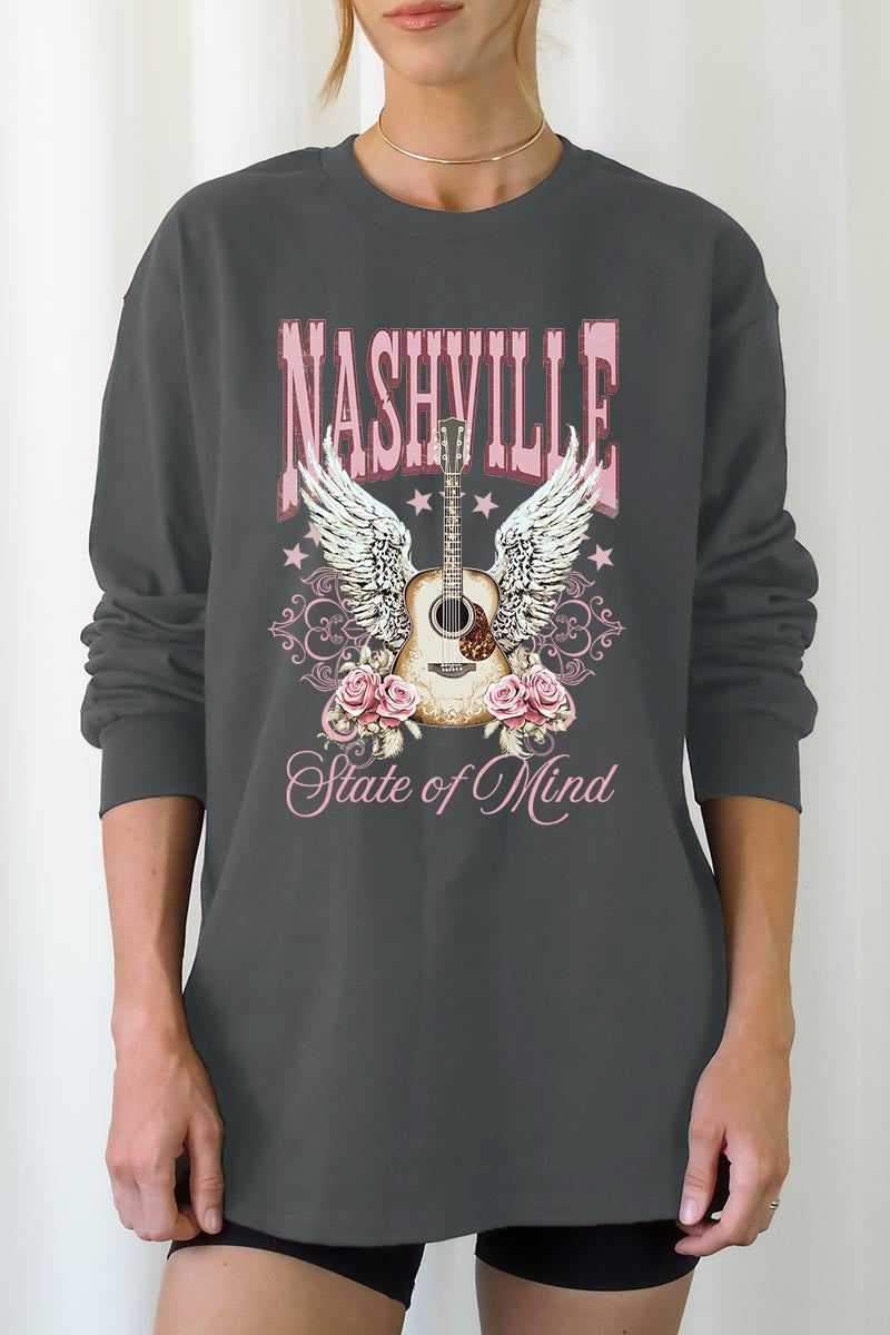 UL240-E3157 Nashville Rose Graphic Long Sleeve Tee $13.75