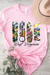 US3001P-E3061WV West Virginia State Brushstroke Graphic Plus Tee $16