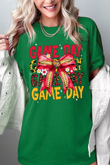 5000-E3091 Red Yellow Football Game Day Bow Heavy Cotton Tee $9