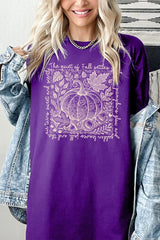 5000-E3112 Fall Pumpkin Botanical Graphic Heavy Cotton Tee $9