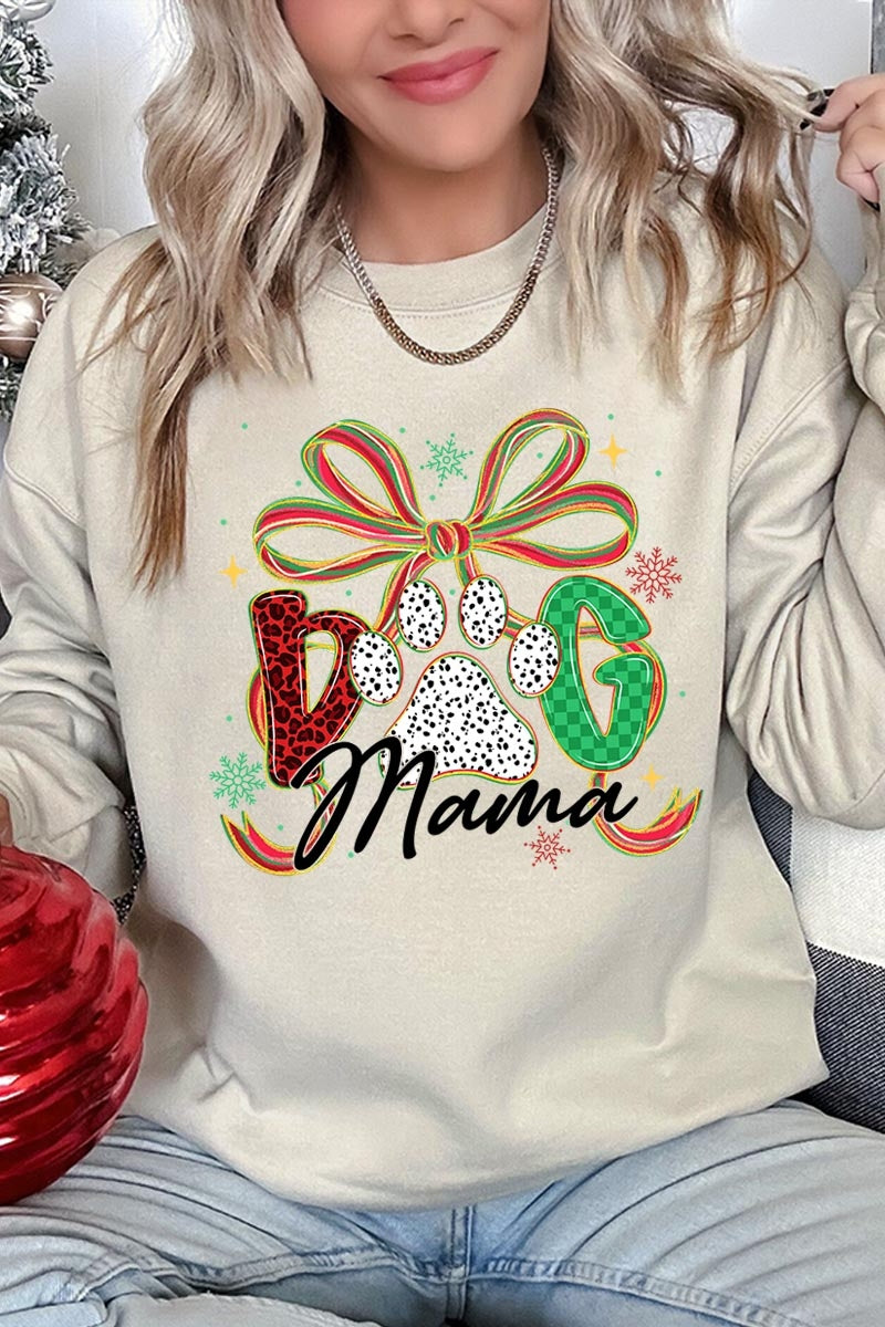 UL180P-E3194 Dog Mama Christmas Paw Graphic Plus Sweatshirt $25