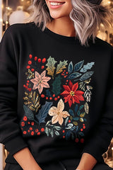 UL180-E3186 Floral Christmas Graphic Sweatshirt $20