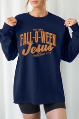 UL240-E3143 Are You Fall O Ween Jesus Graphic Long Sleeve Tee $13.75