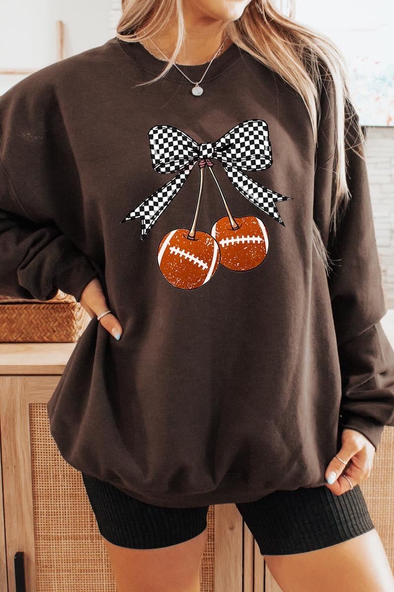 UL180-E3055 Football Cherries Graphic Sweatshirt $20