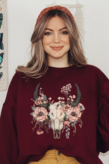 UL180-E3113 Western Skull Floral Graphic Sweatshirt $20