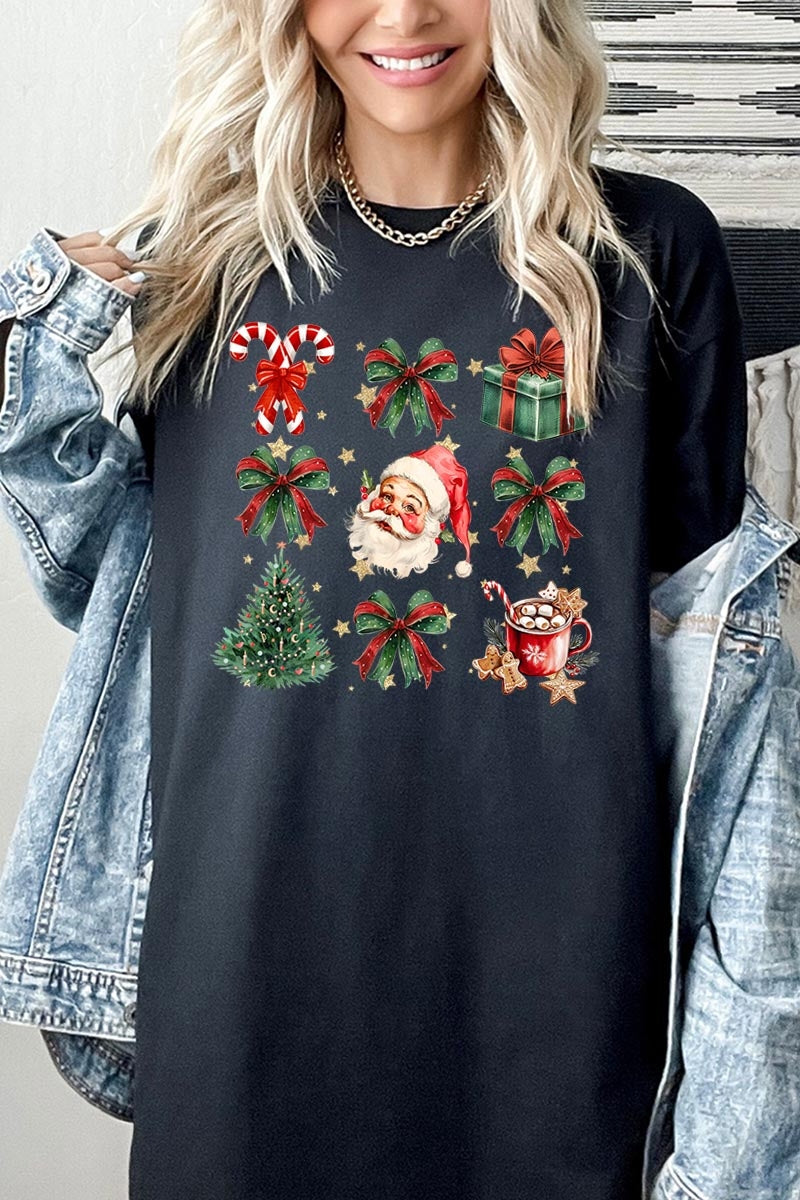 5000-E3217 Santa Gifts & Bows Christmas Graphic Heavy Cotton Tee $9