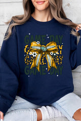 UL180P-E3090 Yellow Football Game Day Bow Plus Sweatshirt $25