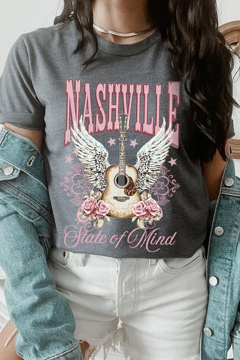 US3001-E3157 Nashville Rose Graphic Tee $12.5
