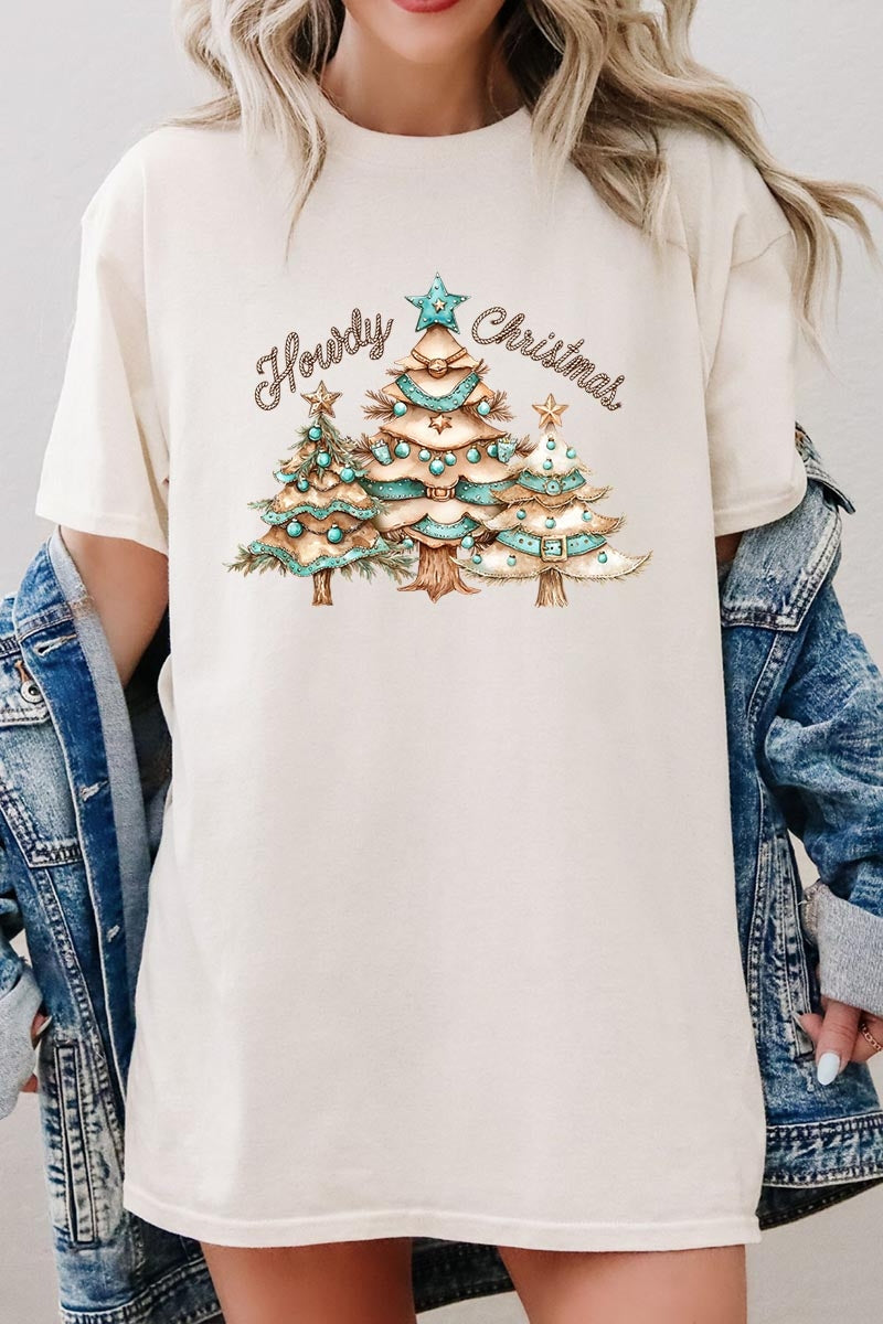 5000-E3185 Howdy Christmas Graphic Heavy Cotton Tee $9