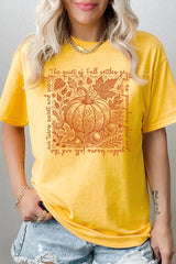 5000-E3112 Fall Pumpkin Botanical Graphic Heavy Cotton Tee $9