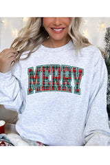 UL180-E3210 Classic Plaid Merry Graphic Sweatshirt $20