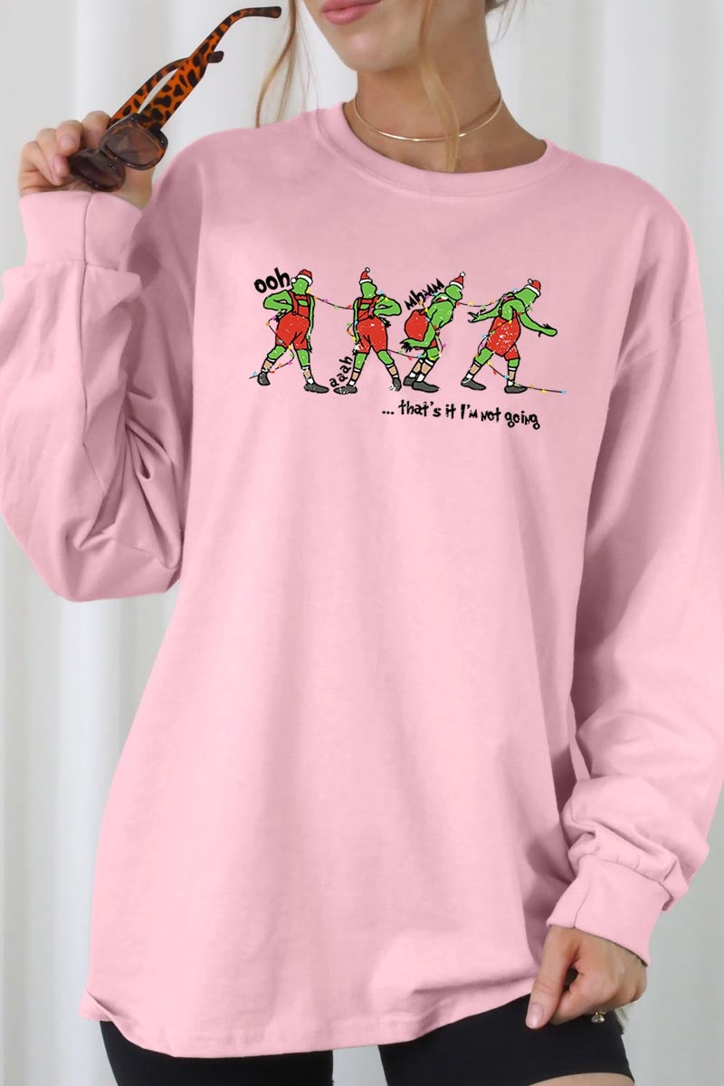 UL240P-E3203 Grinch Dance Funny Christmas Graphic Plus Long Sleeve Tee $17