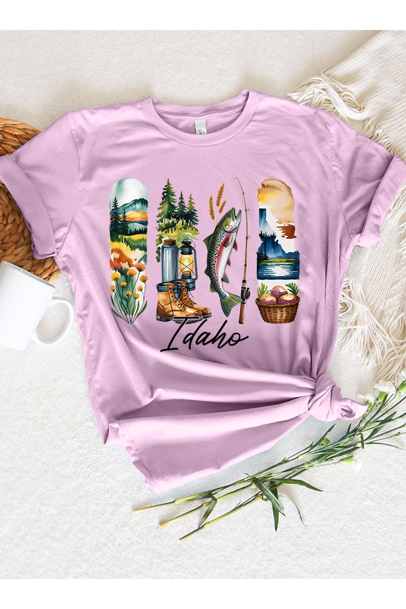 US3001P-E3061ID Idaho State Brushstroke Graphic Plus Tee $16