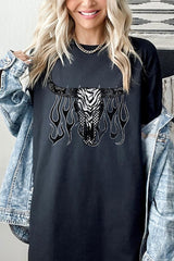 5000P-E3176 Western Bullskull Graphic Plus Heavy Cotton Tee $12.75