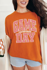 5000P-E3126 Red Gingham Game Day Graphic Plus Heavy Cotton Tee $12.75