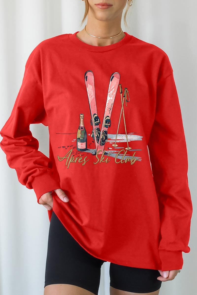 UL240-E3187 Apres Ski Club Graphic Long Sleeve Tee $13.75