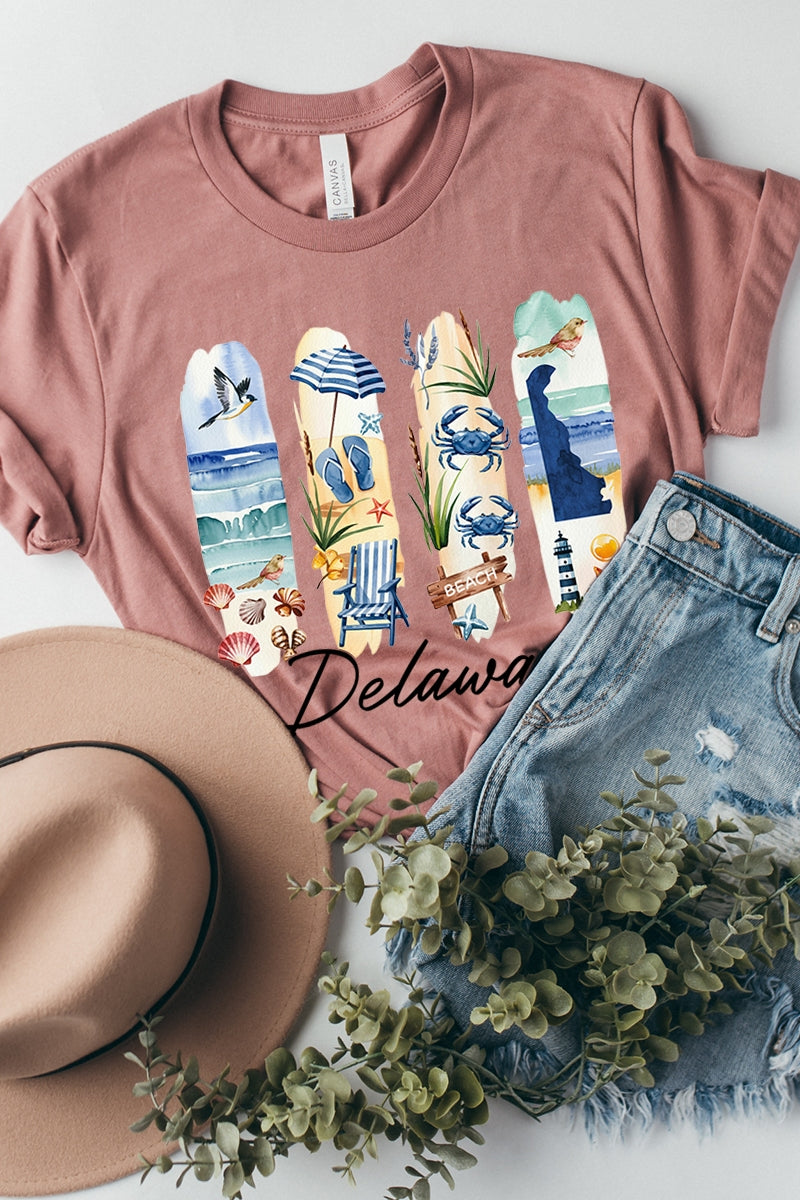 US3001-E3061DE Delaware State Brushstroke Graphic Tee $12.5