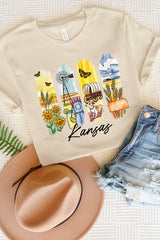 US3001-E3061KS Kansas State Brushstroke Graphic Tee $12.5