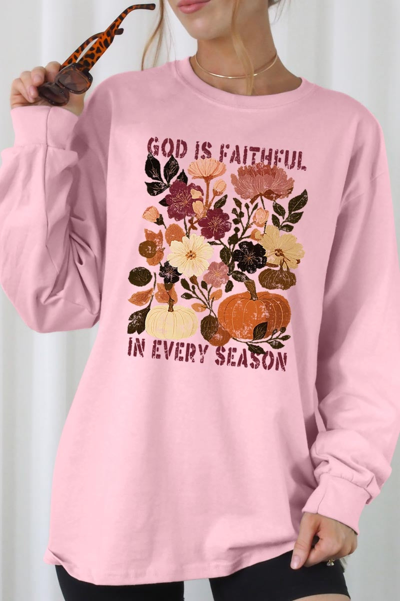 UL240-E3171 Faithful In Every Season Graphic Long Sleeve Tee $13.75
