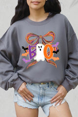 UL180P-E3120 Boo Brushstroke Bow Graphic Plus Sweatshirt $25