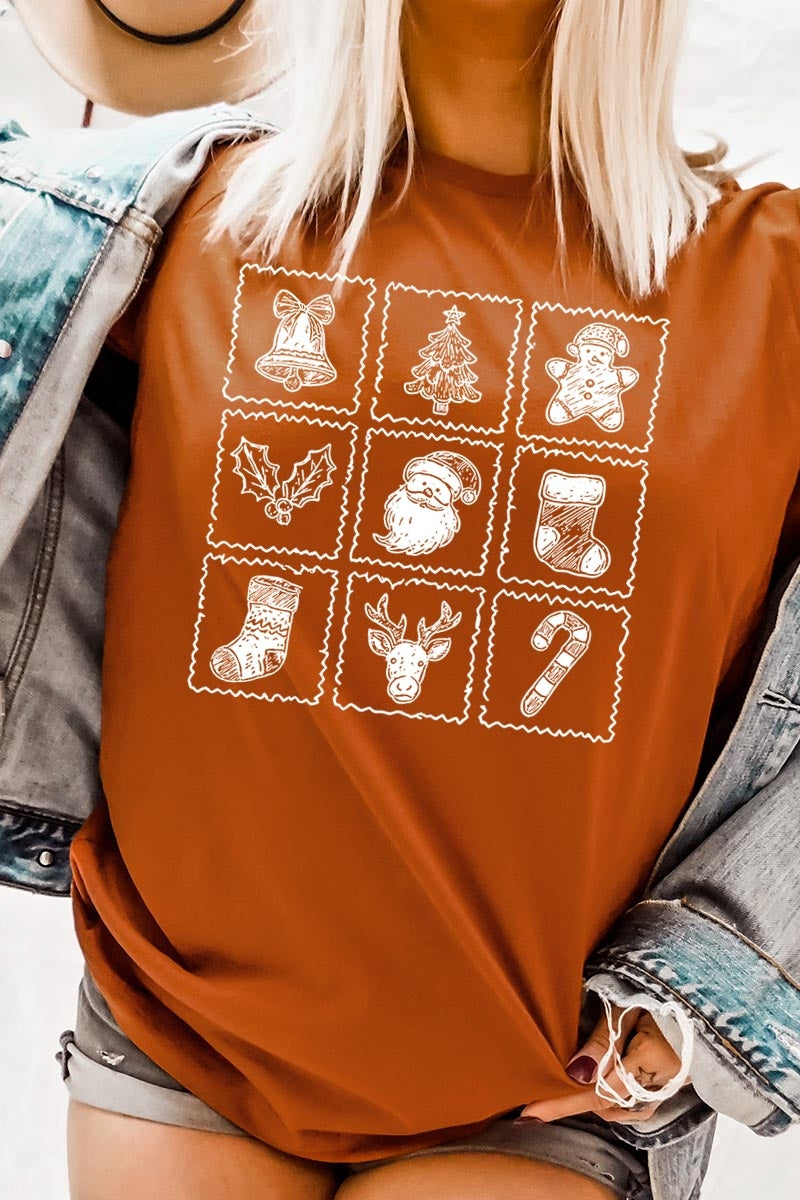 US3001P-E3215 Christmas Icons Graphic Plus Tee $16
