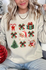 UL180-E3217 Santa Gifts & Bows Christmas Graphic Sweatshirt $20