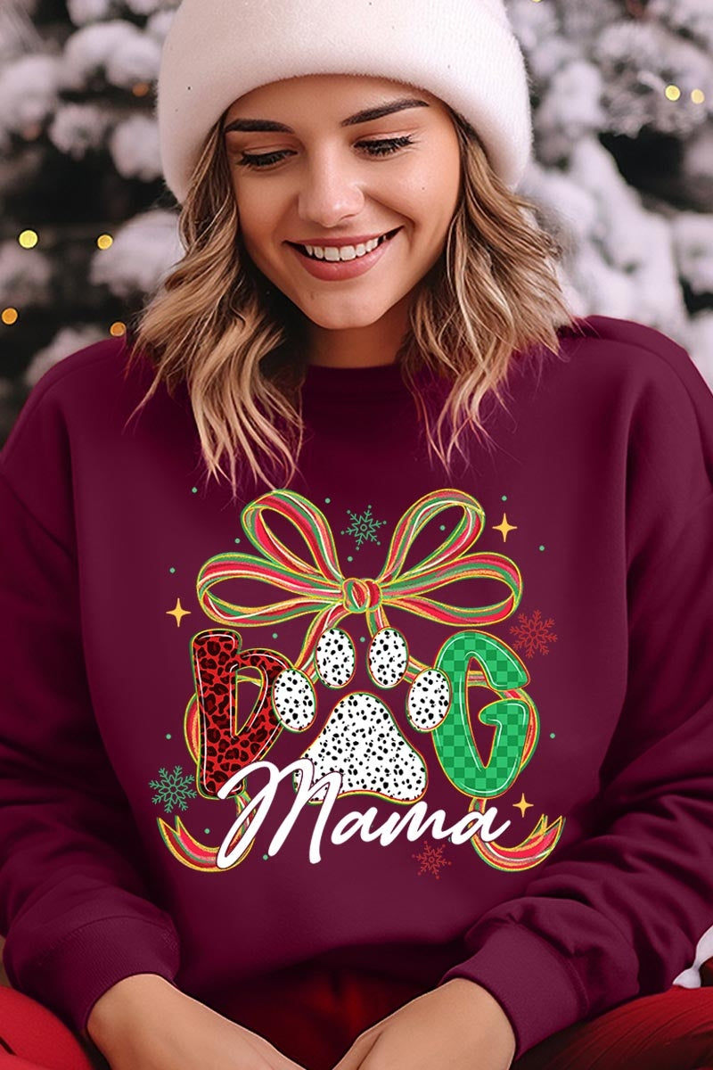 UL180-E3194 Dog Mama Christmas Paw Graphic Sweatshirt $20