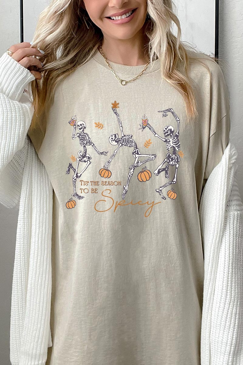 5000P-E3123 Halloween Skeleton Graphic Plus Heavy Cotton Tee $12.75