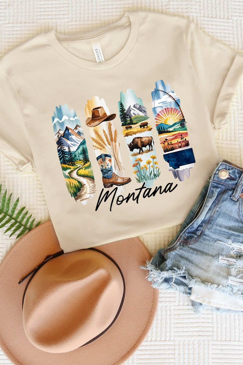 US3001-E3061MT Montana State Brushstroke Graphic Tee $12.5