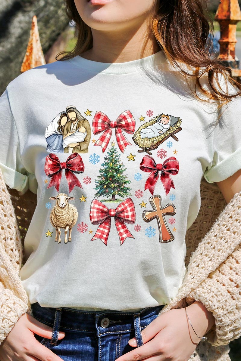 US3001P-E3219 Nativity Scene Christmas Graphic Plus Tee $16