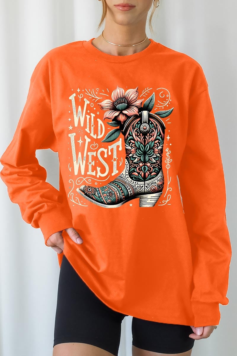 UL240P-E3100 Wild West Cowgirl Boot Plus Long Sleeve Tee $17