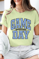 US3001P-E3130 Blue Gingham Game Day Graphic Plus Tee $16