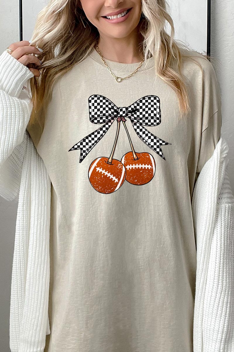 5000P-E3055 Football Cherries Graphic Plus Heavy Cotton Tee $12.75