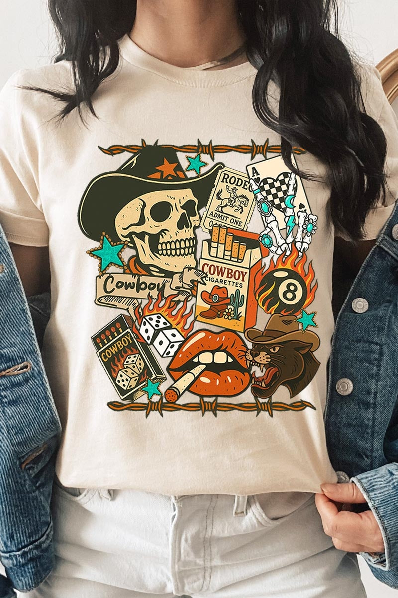 US3001P-E3096 Vintage Western Collage Graphic Plus Tee $16