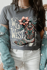 US3001P-E3100 Wild West Cowgirl Boot Graphic Plus Tee $16