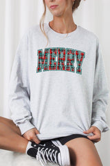 UL240-E3210 Classic Plaid Merry Graphic Long Sleeve Tee $13.75