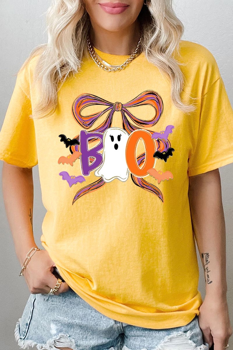 5000P-E3120 Boo Brushstroke Bow Graphic Plus Heavy Cotton Tee $12.75