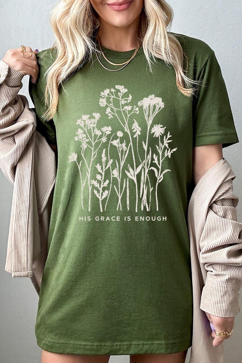 US3001P-E3146 Christian Wildflower Graphic Plus Tee $16