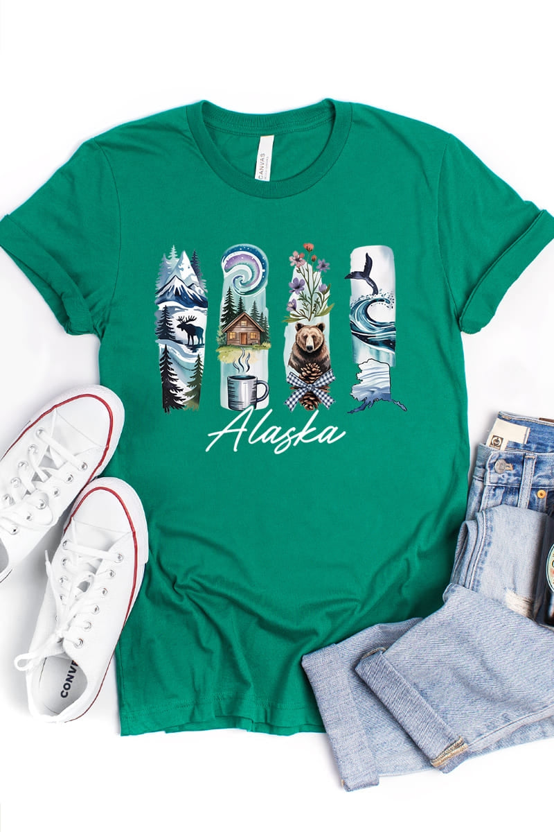 US3001-E3061AK Alaska State Brushstroke Graphic Tee $12.5