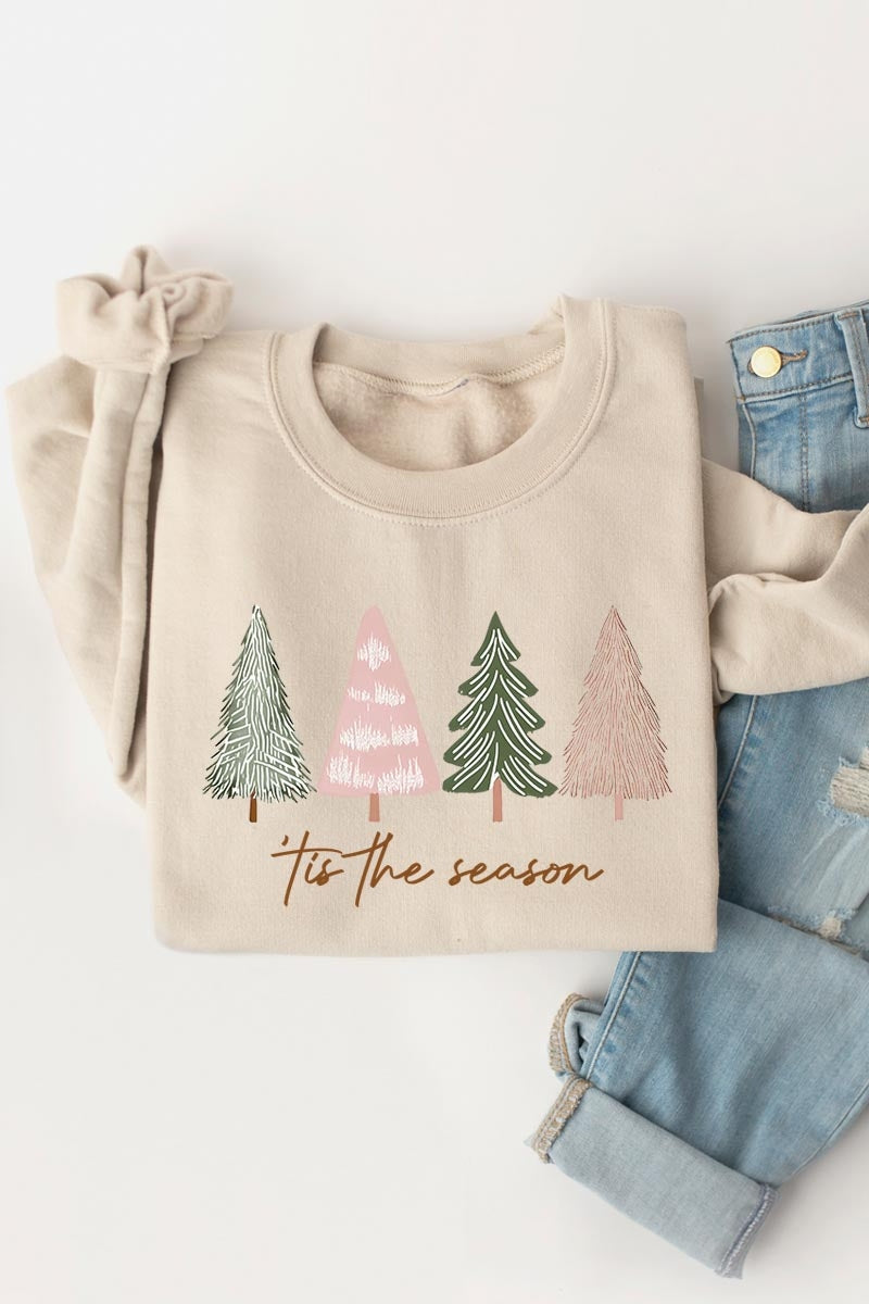 UL180-E3218 Rustic Christmas Trees Graphic Sweatshirt $20