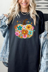 5000-E3118 Floral Pumpkin Graphic Heavy Cotton Tee $9