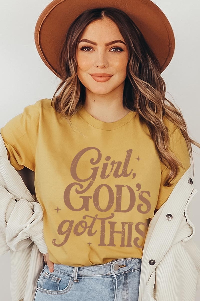 US3001-E3102 Girl, Godu2019s Got This Graphic Tee $12.5